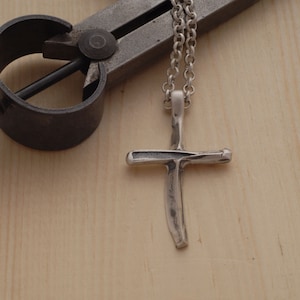 Modern Sterling Silver Cross Necklace for Men or Women, Men's Cross Pendant, Religious Jewelry ST700