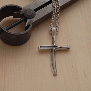 Modern Sterling Silver Cross Necklace for Men or Women, Men&#39;s Cross Pendant, Religious Jewelry ST700