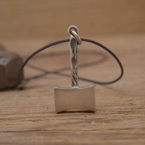 Double axe sterling silver necklace, Mens handcrafted Minoan pendant MA244