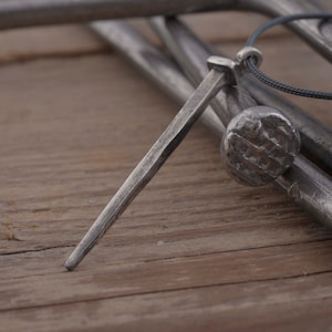 Sterling Silver Nail Necklace, Mens Unusual Gift, MA257