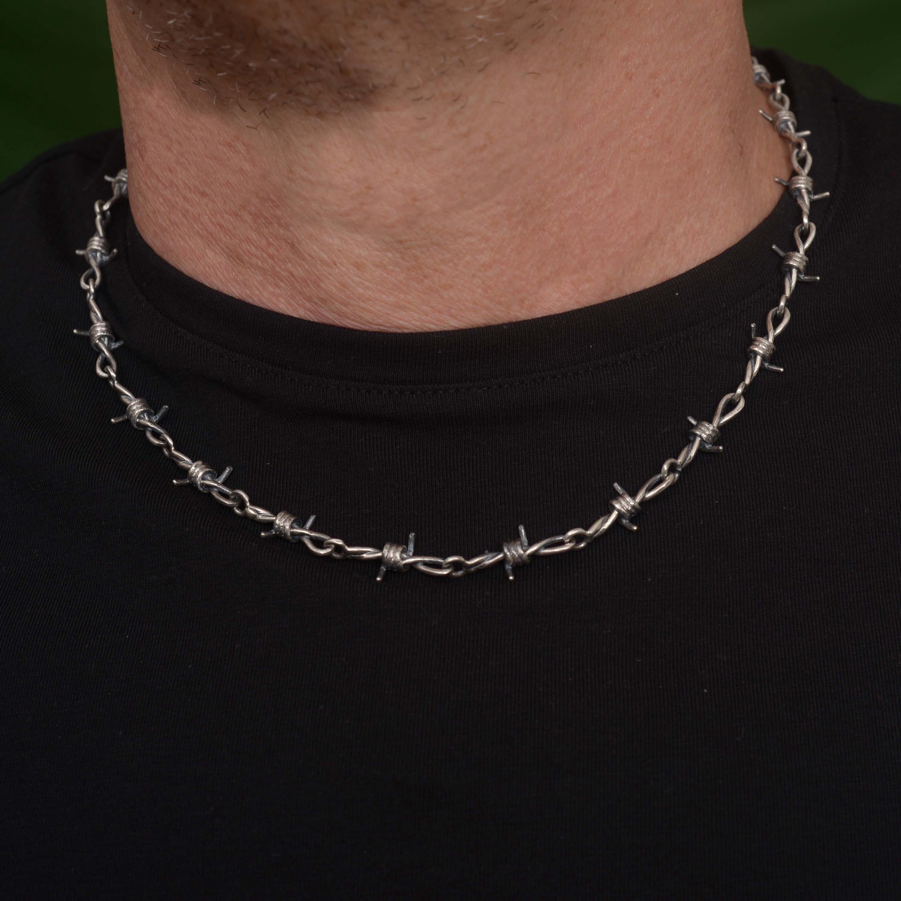Sterling Silver Barbed Wire Necklace - Etsy
