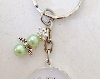 Cabochon key chain Best Papa Green