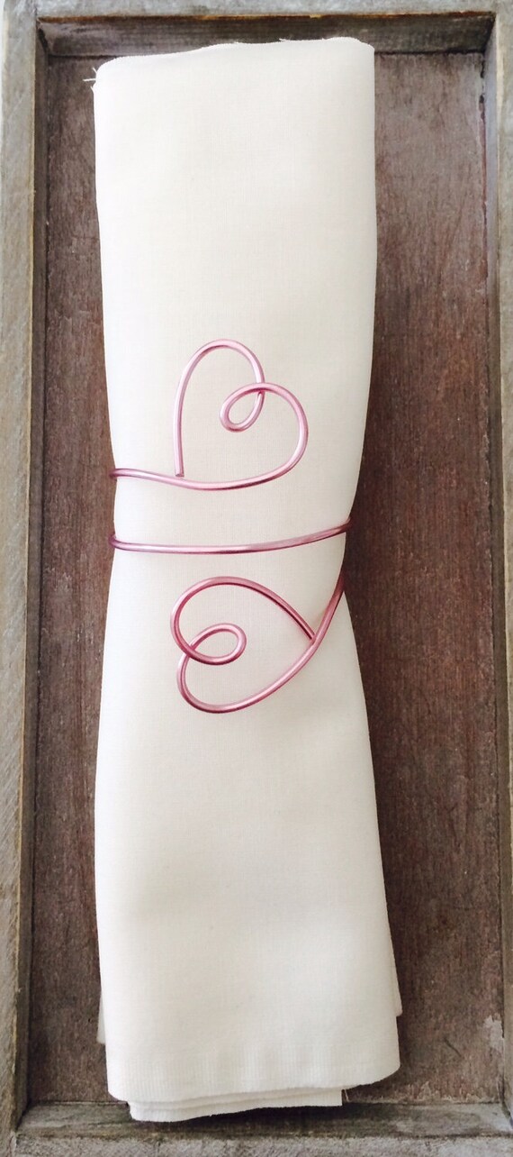 Napkin Rings/Napkin Holder set Heart pink Etsy