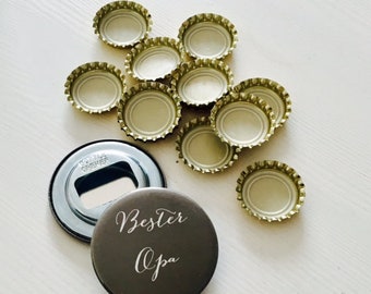 Bottle opener button Best Grandpa dark grey