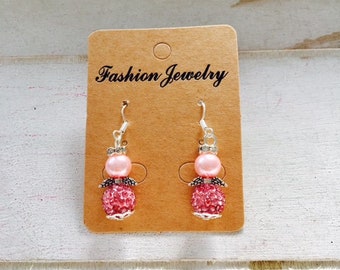 Ange fait main paillettes boucles d’oreilles roses