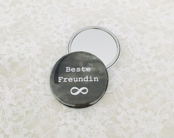 Handspiegel Button BESTE FREUNDIN schwarz