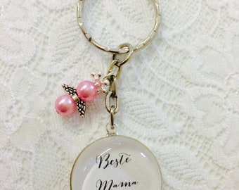 Cabochon de meilleure maman trousseau rose