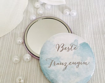 Hand Mirror button best Wedding witness light blue