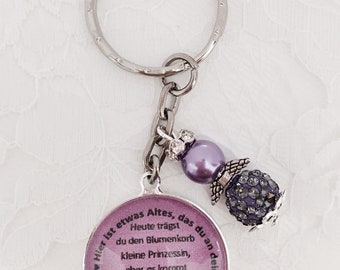 Cabochon Key ring for flower child Purple