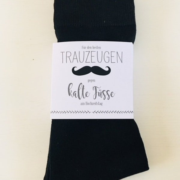 Socken mit Banderole Trauzeuge gegen kalte Füße