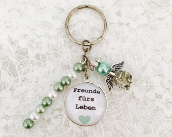 Cabochon Key chain friends for Life Green