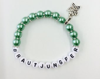 Pearl bracelet bridesmaid Green for wedding