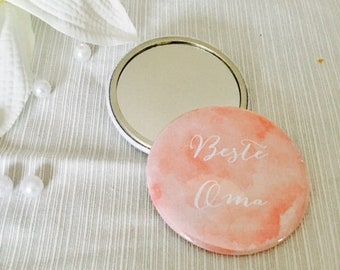 Hand mirror button Best Granny Pink