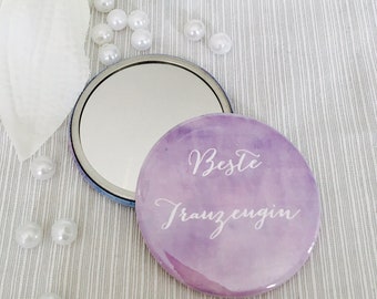 Hand Mirror button best Wedding witness purple