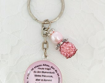 Cabochon Key ring for flower child Pink