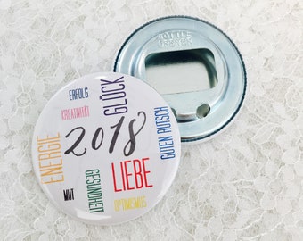 New Year's Eve Lucky Charm Button Bottle opener Colorful