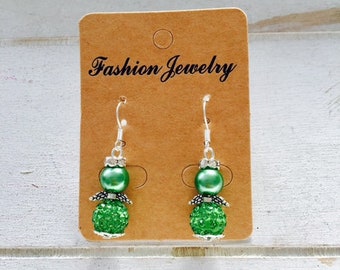 Handmade glitter protection Angel Earrings Green