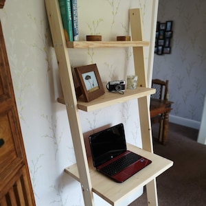 Ladder computer on sale desk with shelves