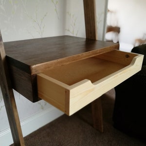 Lean to desk handmade wooden ladder desk with drawer