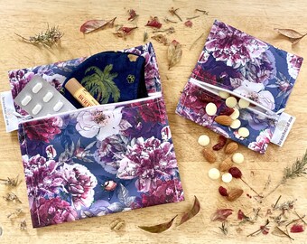Purple Garden Reusable Snack Bag: Waterproof Eco-Pul Fabric