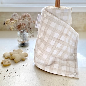 Toalha Calm Gingham Unpaper - toalha sem papel - rolo de cozinha - flanela - boho - reutilizável - feito à mão
