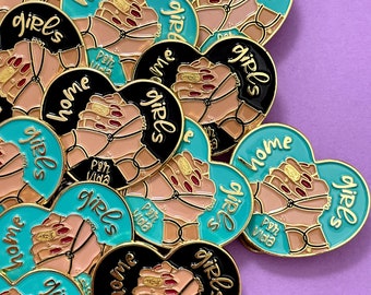 Homegirls Enamel Pin, Friend Gift, Gold Trim