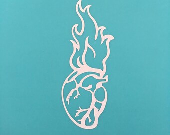 EX-VOTO DESIGN, Flaming Heart, Chicana, Computer Decals