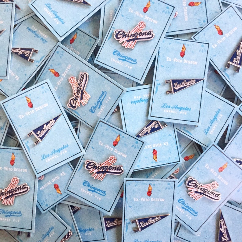 Los Angeles & Chingona Enamel Pin Set Dodgers Latinx Etsy
