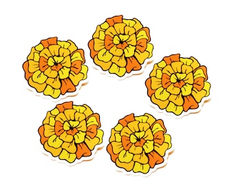 MARIGOLDS, flower vinyl sticker (5 PACK)