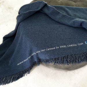 Personalised Custom Text Logo Wool Blanket Large Throw With Embroidered Name gift for the company anniversary Practical Business Gift Idea