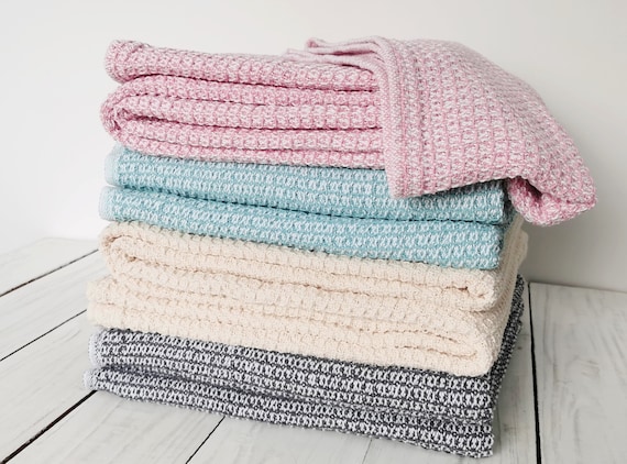 Knit Pure cotton blanket cotton knit daybed bedspread natural white cyan blue blanket pure cotton quilt throw, summer blanket