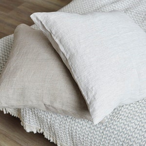 Natural undyed Linen Cushion cover SET of 2, 20x20&quot; decorative pure natural linen pillow cover