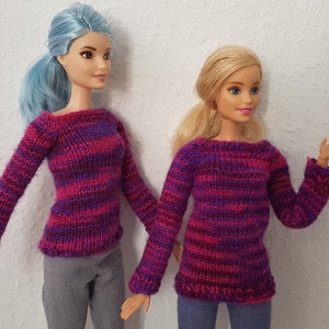 Strickanleitung für kleine Puppen Raglan Pullover/Sweater, Modepuppe, auf deutsch