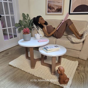 Dollhouse Coffee Table Set 1:6 Scale – Miniature Nesting Tables – Modern Dollhouse Furniture – Handmade – Barbie Diorama Decor
