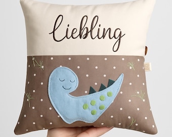 ITH Stickdatei Kissenhülle Dino – In the Hoop Kissen 30x30 cm mit Hotelverschluss, Applikation & Anleitung (deutsch)