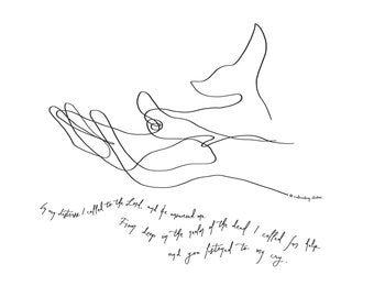Jona 2:2 Bibel Vers druckbare, Wal Linie Kunst, minimalistische christliche Wandkunst, Schrift Digitaler Download, Ozean Bibel Vers Dekor