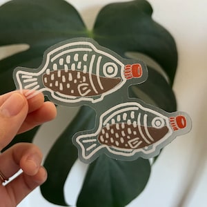 Shoyu-Tai | Sojasauce Fisch klar wasserdicht Vinyl Aufkleber, japanische Aufkleber, niedliche Fische, geeignet für Laptop, Flasche, Tagebuch, Auto, Japan-Liebhaber