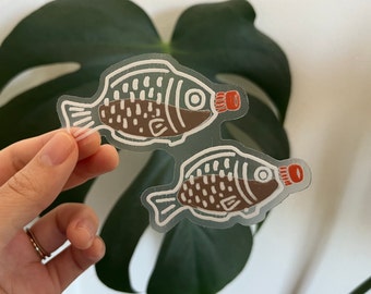 Shoyu-Tai | Soy Sauce Fish Clear Waterproof Vinyl Sticker Japanese Sticker Sushi Cute Fish Bento Japan Lover Sticker for Laptop Bottle