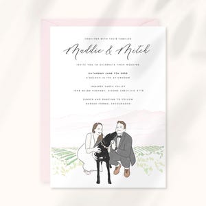 Download di inviti di nozze personalizzati, carta da lettere, acquerello, location per matrimoni su misura, pittura, illustrazione, dettagli dell'invito di nozze, RSVP, Arty