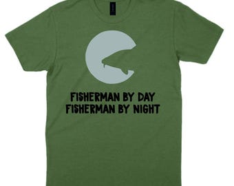 Fisherman By Day & Night T-Shirt – 100% Cotton Graphic Tee