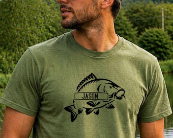 Personalised Carp Fishing T Shirt | Custom Name Angler Tee | Fisherman Gift | Carp Fishing Clothing