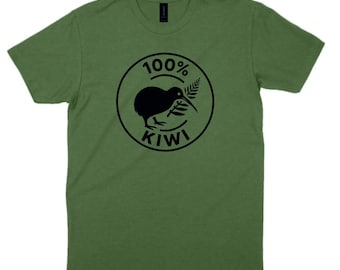 100% Kiwi T-Shirt Incorporating New Zealand Fern S-3XL Xmas Gift