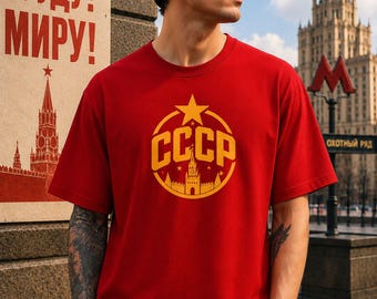 CCCP Retro Graphic T-Shirt, Soviet Streetwear Tee, Vintage Russia Inspired Shirt, Unisex Red Star Tee, Retro Urban Fashion Gift
