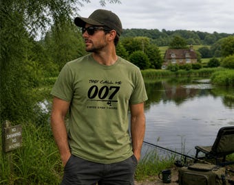 They Call Me 007 Funny Fishing Shirt, 0 Bites 0 Fish 7 Hours Tee, Fishing Gift for Dad, Fisherman Gift, Grandpa Fishing T-Shirt