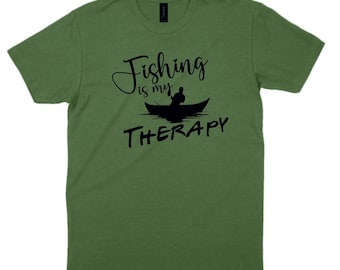 Fishing T-Shirt Fishing Is My Therapy Fisherman Angler Xmas Gift Sizes S-3XL