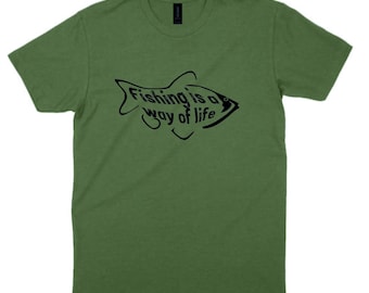 Fishing T-Shirt Fishing Is A Way Of Life Angler Xmas Gift Sizes S-3XL