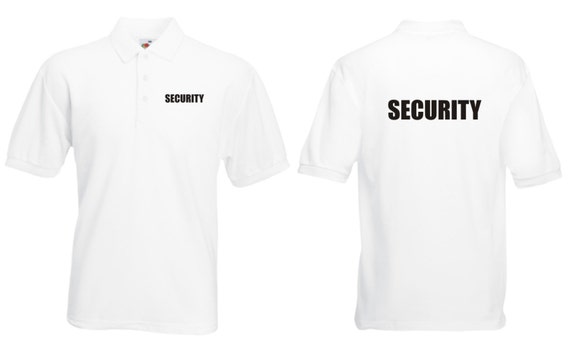 YELLOW SECURITY POLO SHIRT DOORMAN BOUNCER BODYGUARD PRINTED T-SHIRT