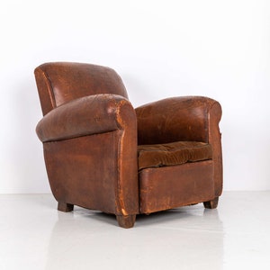 Antique Vintage Country House Leather Club Chair Armchair