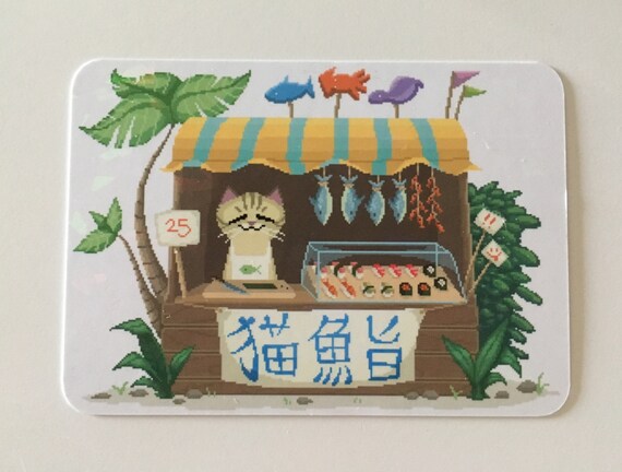 sushi cat glitter prism trading card etsy etsy