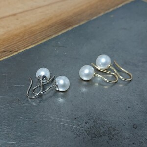 Silber Ohrhänger mit runden weißen Perlen, Ohrringe mit Süßwasserzuchtperlen vollrund, Schmuck Geschenk für Frauen zu Weihnachten Bild 7